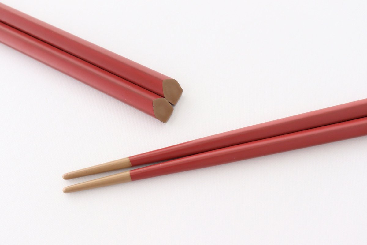 KORINDO Ten-shaved Pentagonal Chopsticks Peach 22.5cm /8.85in