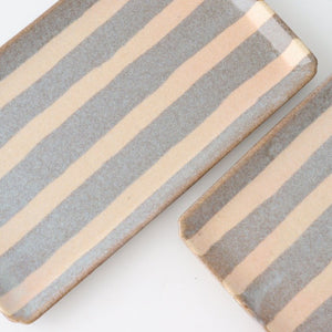 Rectangle Plate Gray Stripes | Sushi Plate Mino Ware-Detail4