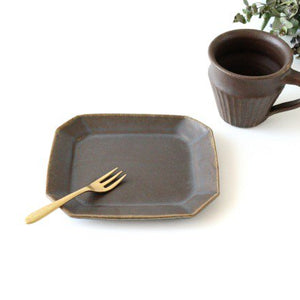 Furutani Seitosho Rust Glaze Octagonal Cake Plate  | Sushi Plate-Detail8