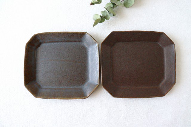 Furutani Seitosho Rust Glaze Octagonal Cake Plate  | Sushi Plate-Detail10