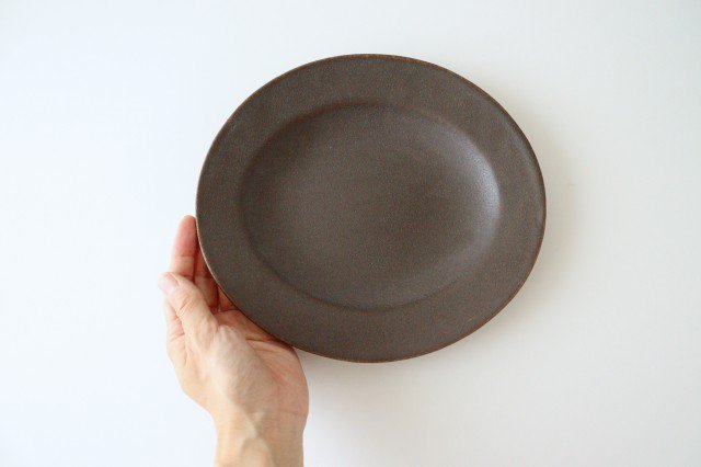 Furutani Seitosho Oval Deep Plate Rust Glaze