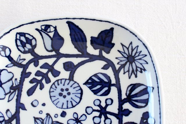 Square Plate Fower Parade Small | Sushi Plate Hasami Ware-Detail2