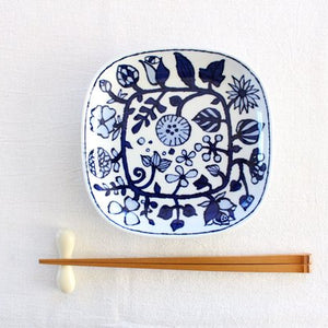 Square Plate Fower Parade Small | Sushi Plate Hasami Ware-Detail3