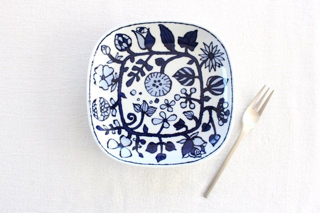 Square Plate Fower Parade Small | Sushi Plate Hasami Ware-Detail9