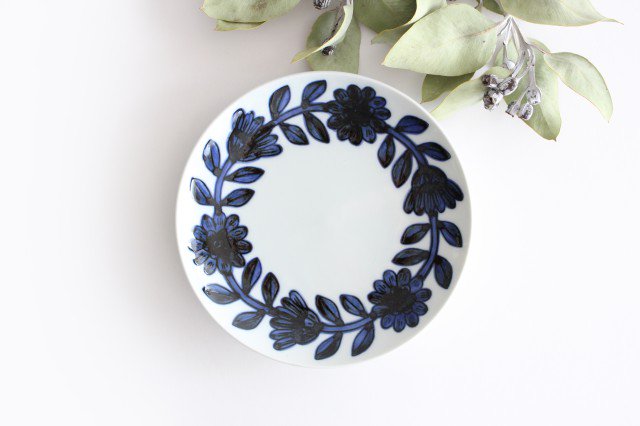 Round Plate Navy Daisy 18cm/7.1in | Hasami Ware