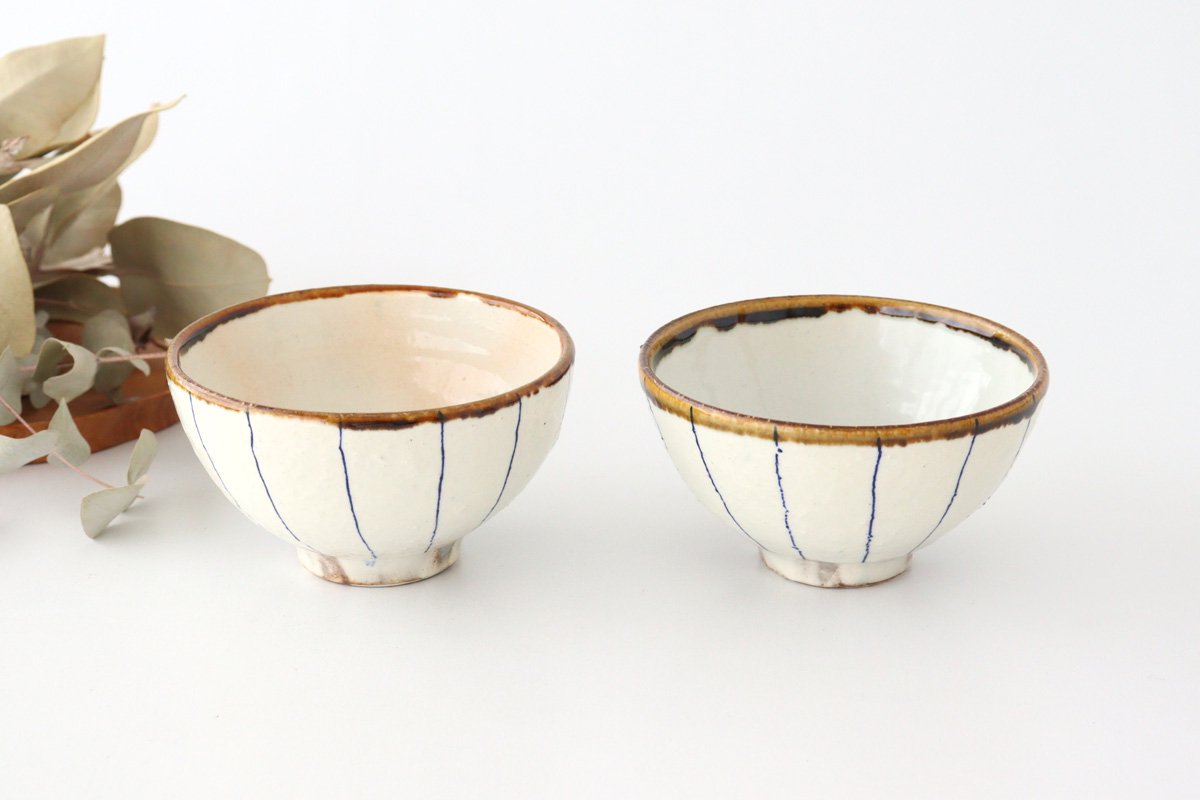 Furutani Seitosho Rice Bowl Blue Stripe | Shigaraki Ware