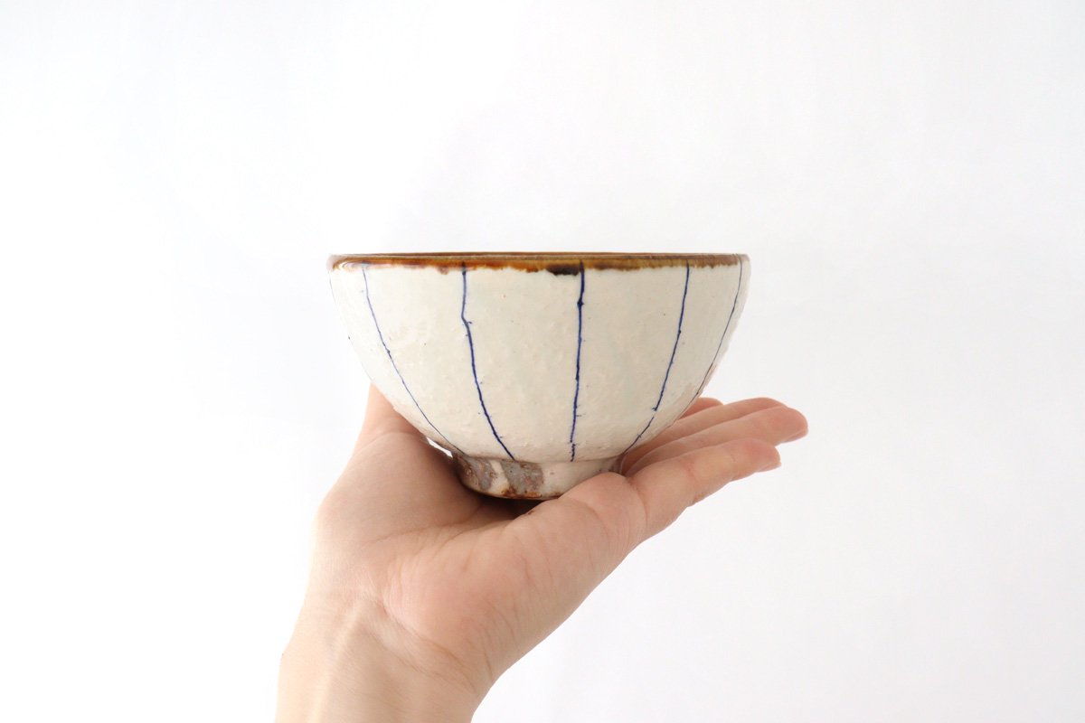 Furutani Seitosho Rice Bowl Blue Stripe | Shigaraki Ware
