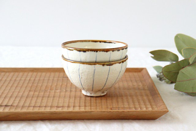 Furutani Seitosho Rice Bowl Blue Stripe | Shigaraki Ware