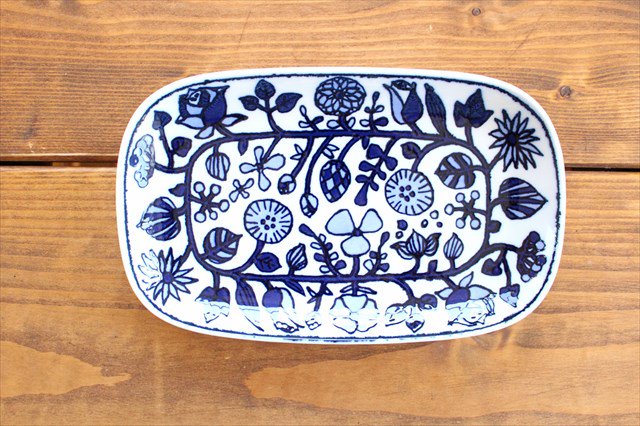 Rectangle Plate Fower Parade | Sushi Plate Hasami Ware-TOP