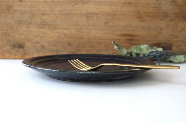 Furutani Seitosho Round Plate Lapis Glaze 21cm/8.3in