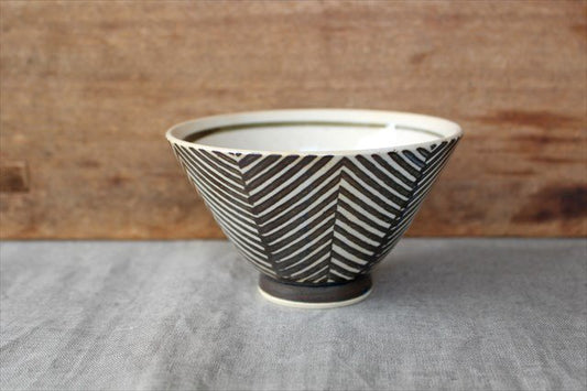 ORIME Rice Bowl Herringbone BROWN | Hasami Ware-TOP