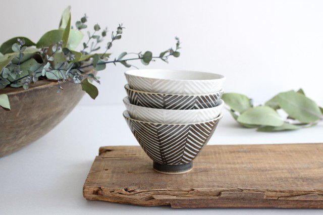 ORIME Rice Bowl Herringbone BROWN | Hasami Ware