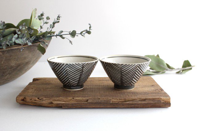 ORIME Rice Bowl Herringbone BROWN | Hasami Ware