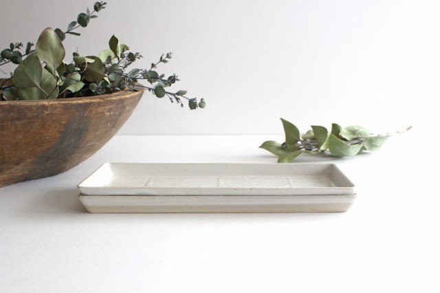 ORIME Rectangle Plate Herringbone White | Sushi Plate Hasami Ware-Detail11