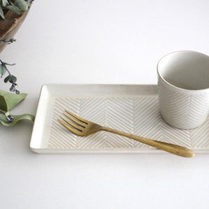 ORIME Rectangle Plate Herringbone White | Sushi Plate Hasami Ware-Detail12