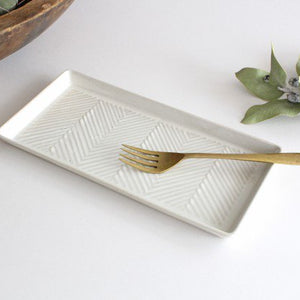 ORIME Rectangle Plate Herringbone White | Sushi Plate Hasami Ware-Detail7