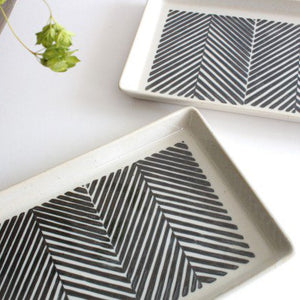 ORIME Rectangle Plate Herringbone Brown | Sushi Plate Hasami Ware-Detail2