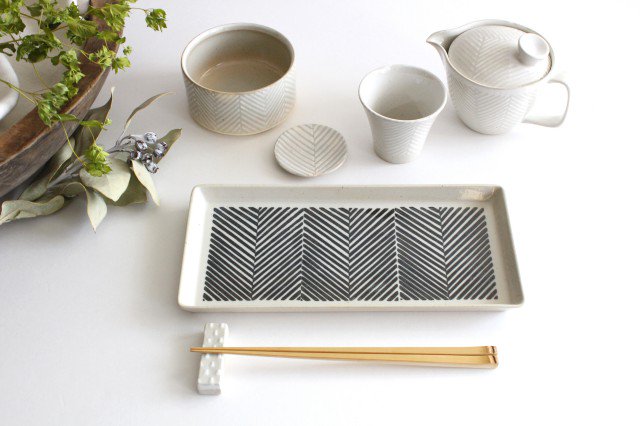 ORIME Rectangle Plate Herringbone Brown | Sushi Plate Hasami Ware-Detail14