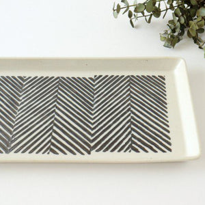 ORIME Rectangle Plate Herringbone Brown | Sushi Plate Hasami Ware-Detail9