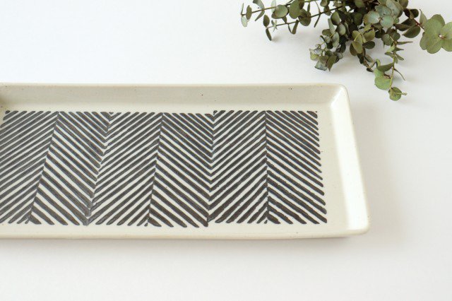 ORIME Rectangle Plate Herringbone Brown | Sushi Plate Hasami Ware-Detail9