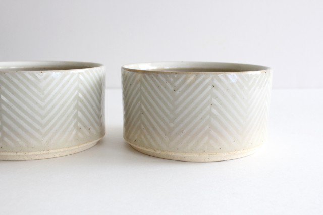 ORIME Small Bowl Herringbone White | Kobachi Hasami Ware