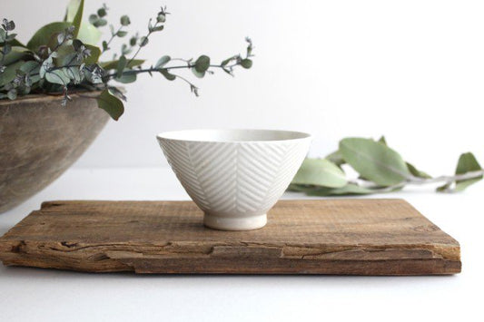 ORIME Rice Bowl Herringbone White | Hasami Ware-TOP