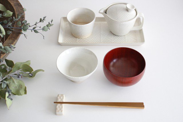 ORIME Rice Bowl Herringbone White | Hasami Ware