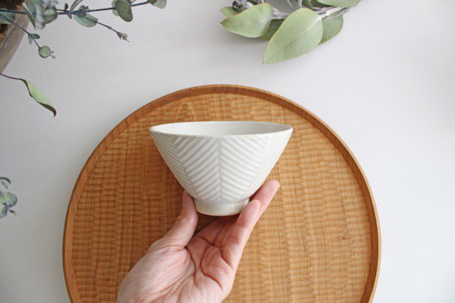 ORIME Rice Bowl Herringbone White | Hasami Ware
