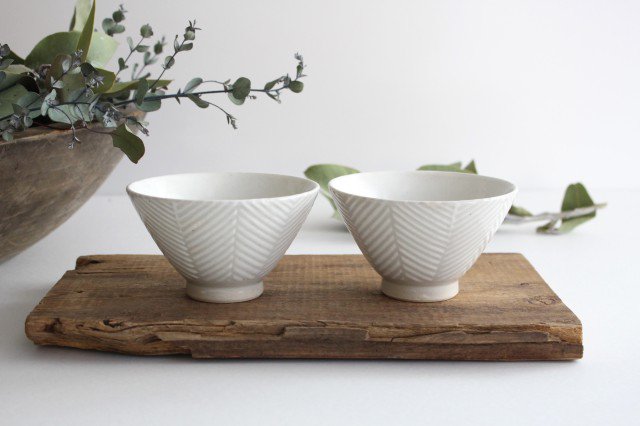 ORIME Rice Bowl Herringbone White | Hasami Ware