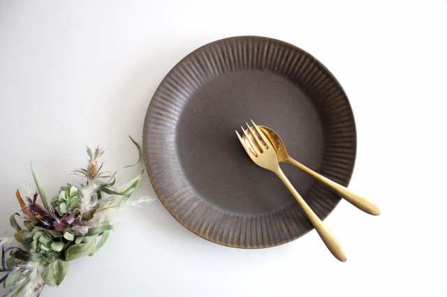Furutani Seitosho Ruffle Plate Rust glaze L