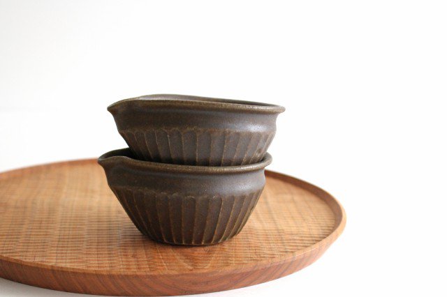 Furutani Seitosho Katakuchi Small Bowl Shinogi Brown-Detail3
