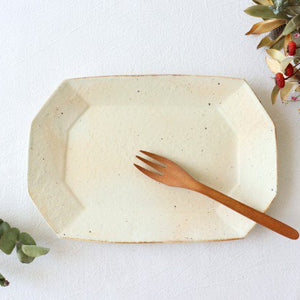 Furutani Seitosho Octagonal Rectangle Plate Small White | Sushi Plate-TOP