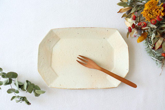 Furutani Seitosho Octagonal Rectangle Plate Small White | Sushi Plate-TOP