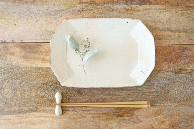 Furutani Seitosho Octagonal Rectangle Plate Small White | Sushi Plate