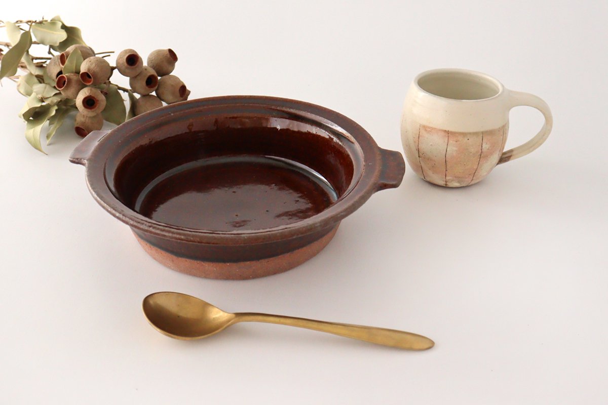 Furutani Seitosho Heat-resistant Plate Brown 21cm/8.3in