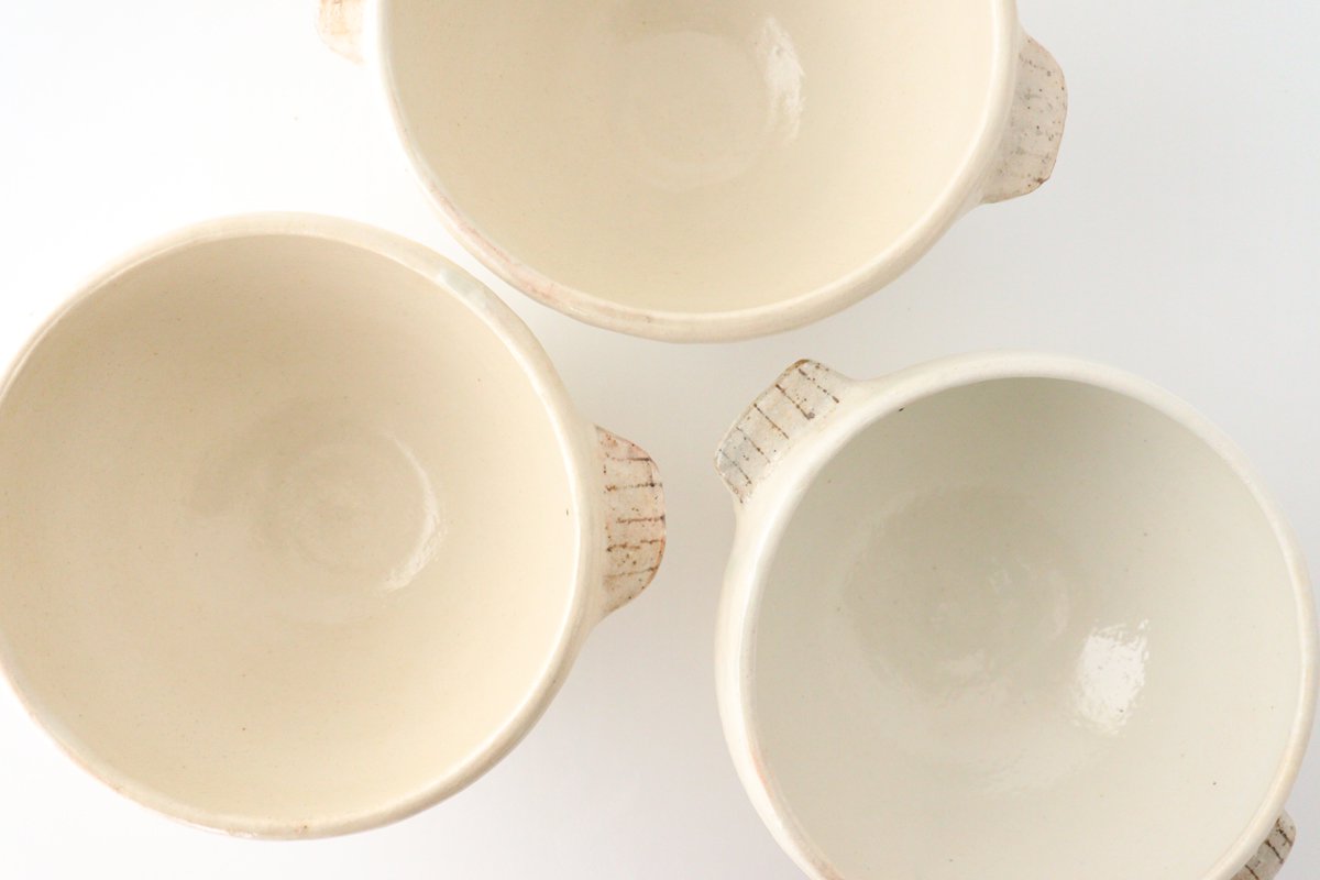 Furutani Seitosho Soup Bowl with Ears Vertical Brown Lines-Detail12