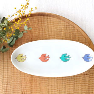 Harekutani Oval Plate Bird L | Kutani Ware-TOP