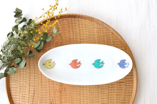 Harekutani Oval Plate Bird L | Kutani Ware-TOP