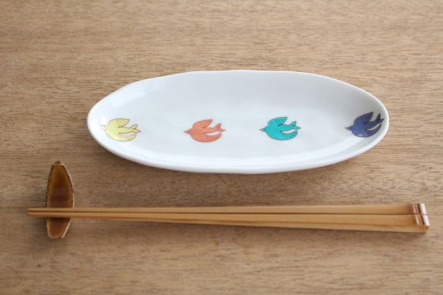 Harekutani Oval Plate Bird L | Kutani Ware-Detail2