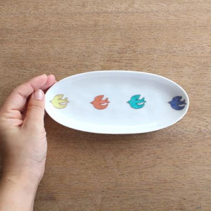 Harekutani Oval Plate Bird L | Kutani Ware-Detail4
