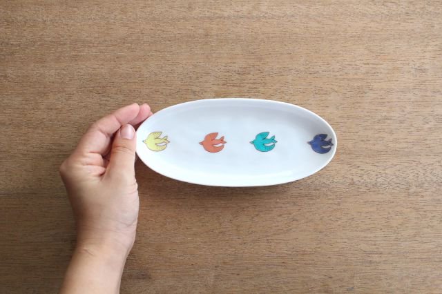 Harekutani Oval Plate Bird L | Kutani Ware-Detail4