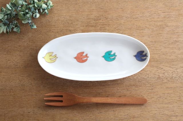 Harekutani Oval Plate Bird L | Kutani Ware