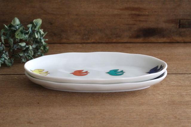Harekutani Oval Plate Bird L | Kutani Ware-Detail10