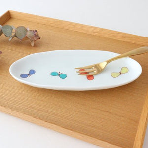 Harekutani Oval Plate Butterfly L | Kutani Ware-TOP