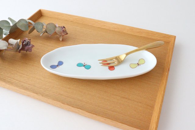 Harekutani Oval Plate Butterfly L | Kutani Ware-TOP