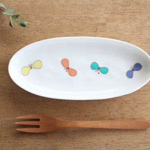 Harekutani Oval Plate Butterfly L | Kutani Ware-Detail2