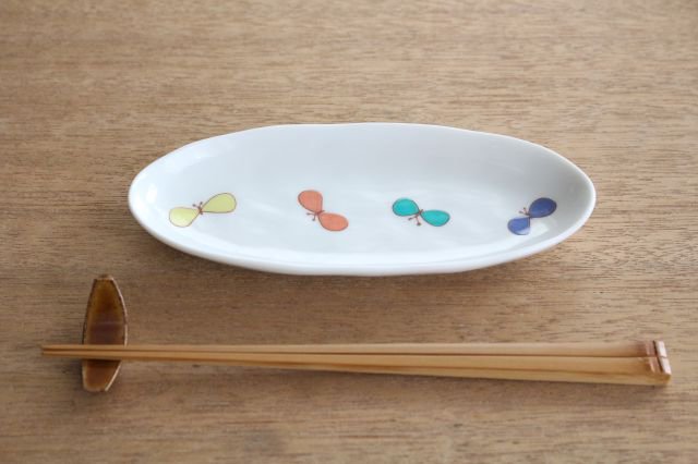 Harekutani Oval Plate Butterfly L | Kutani Ware-Detail5
