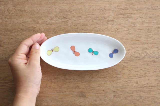 Harekutani Oval Plate Butterfly L | Kutani Ware-Detail6