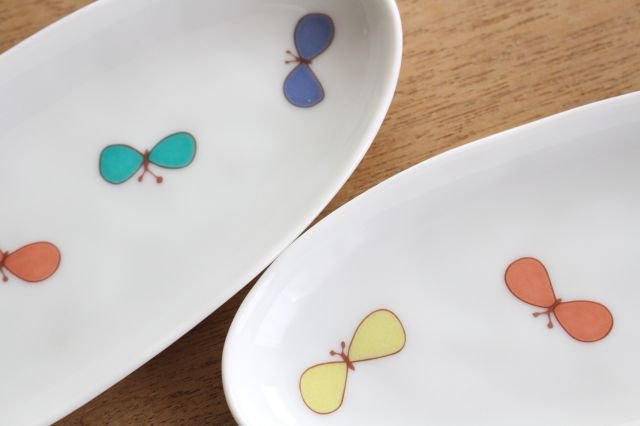 Harekutani Oval Plate Butterfly L | Kutani Ware
