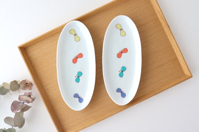 Harekutani Oval Plate Butterfly L | Kutani Ware